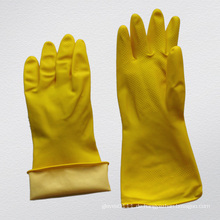 Haushalt Latex Flock gefüttert geprägten Palm Gummi Handschuh-5701